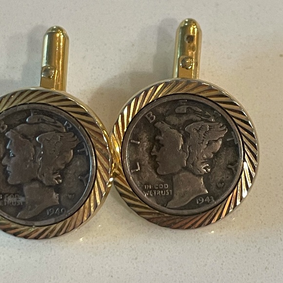 Vintage Mercury Dime Cuff Links - Picture 2 of 6